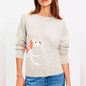 LOFT Light Gray Sweater with Dog Design